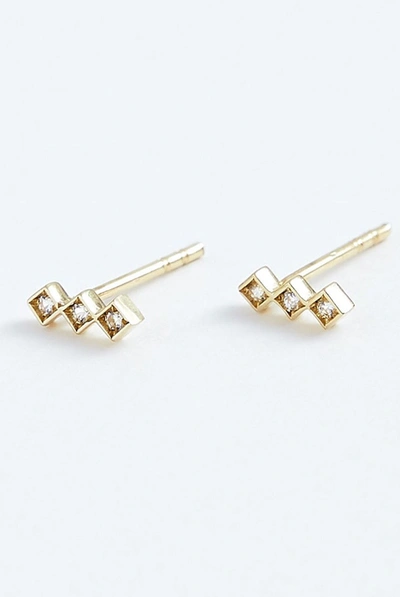 Stephanie Grace Jewellery Triplet Studs In Gold