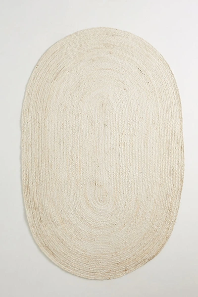 Anthropologie Handwoven Lorne Oval Rug By  In White Size 3 X 5