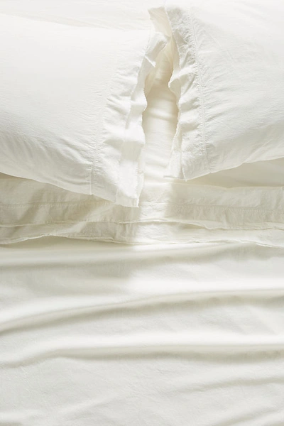 Anthropologie Joey Washed Percale Sheet Set By  In White Size Tw Sht Set In White