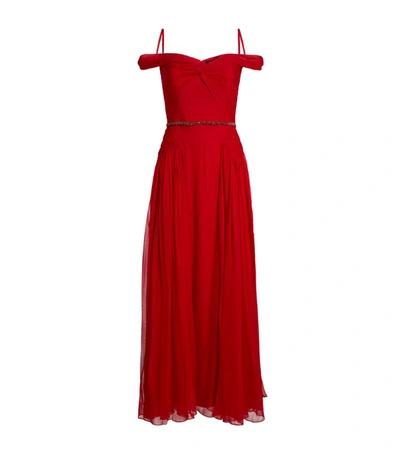 Jenny Packham Silk Pina Off-the-shoulder Gown