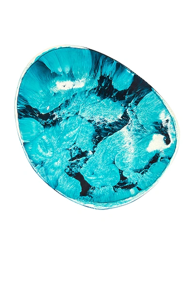 Dinosaur Designs Large Pebble Platter In Moody Blue Swirl