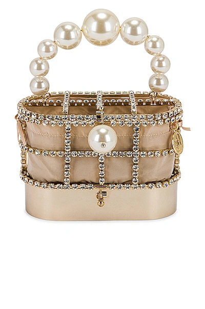 Rosantica Holli Hide And Seek Bag In Gold With Crystals & Pearls