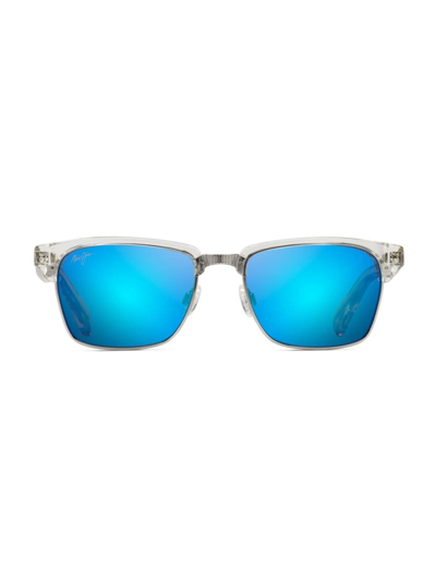 Maui Jim Men's Kawika 54mm Square Sunglasses In Clear Blue Hawaii