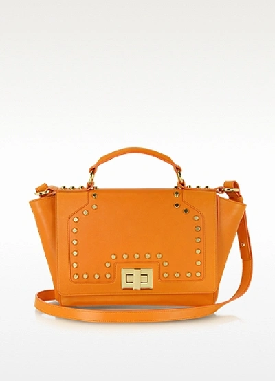 Leonardo Delfuoco Handbags Studded Orange Leather Ipad Bag