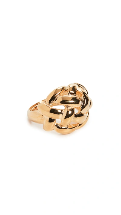 Kenneth Jay Lane Polished Gold Weave Adjustable Ring