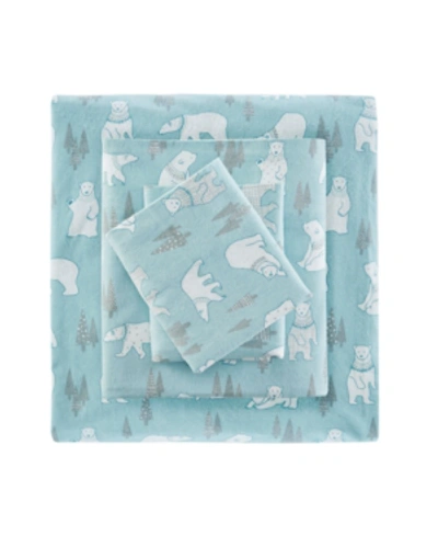 Sleep Philosophy True North Cotton Flannel 3-piece Twin Sheet Set In Blue Polar Bears