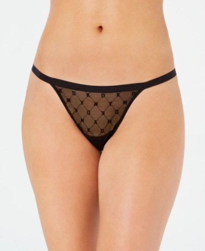 Dkny Monogram Mesh Thong Underwear Dk5029 In Black