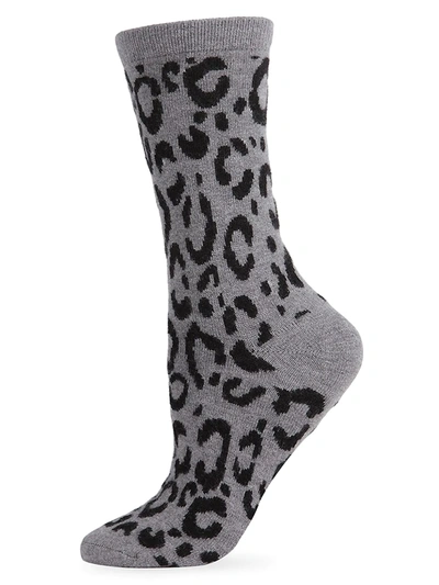 Natori Women's Animal Printed Cashmere-blend Crew Socks In Grey
