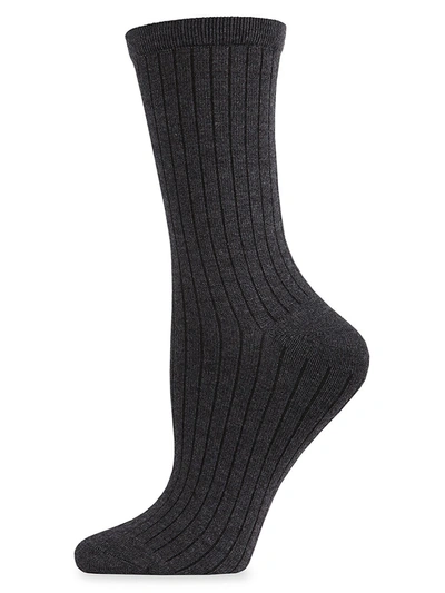 Natori Women's 2-pk. Solid Ribbed Knit Cashmere Blend Crew Socks In Dark Grey