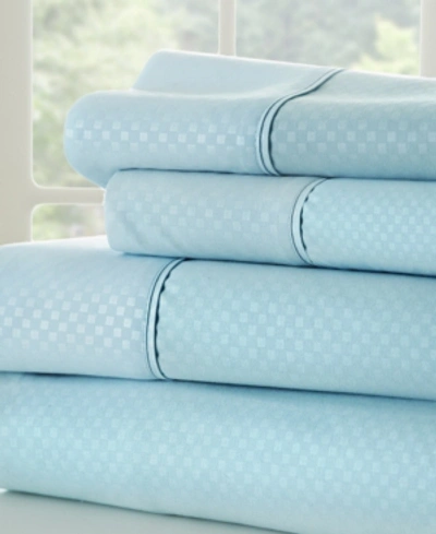 Ienjoy Home Expressed In Embossed By The Home Collection Checkered 3 Piece Bed Sheet Set, Twin Bedding In Aqua Checkered