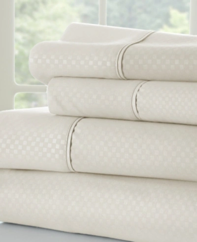 Ienjoy Home Expressed In Embossed Checkered 4-pc. Sheet Set, Queen In Ivory Checkered