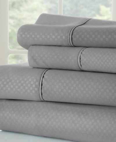 Ienjoy Home Expressed In Embossed Checkered 4-pc. Sheet Set, Queen In Gray Checkered