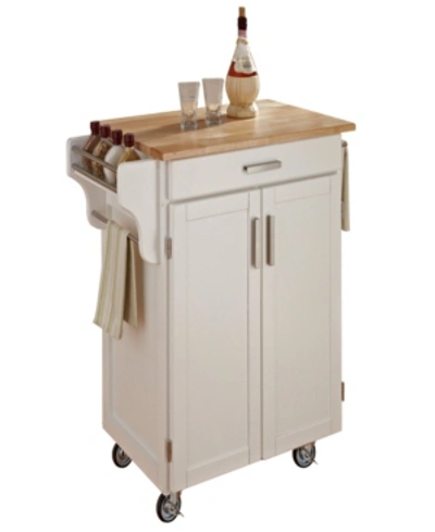 Home Styles Cuisine Cart With Natural Wood Top In Open White