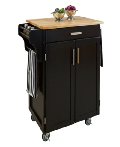Home Styles Cuisine Cart With Wood Top In Black