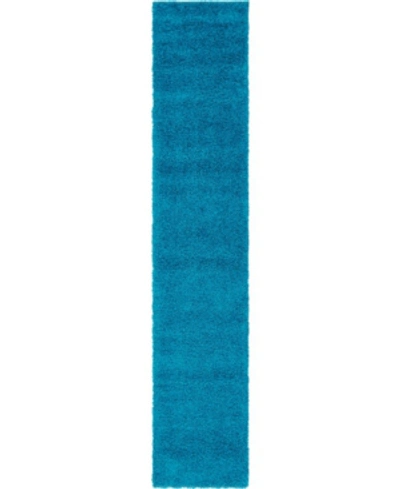 Bridgeport Home Exact Shag Exs1 2' 6" X 13' Runner Area Rug In Turquoise