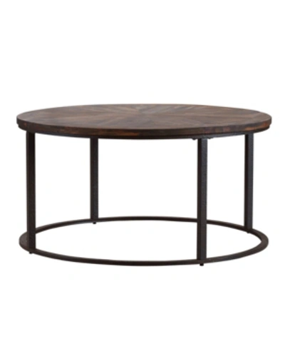 Southern Enterprises Shalynn Industrial Reclaimed Wood Cocktail Table In Dark Brown