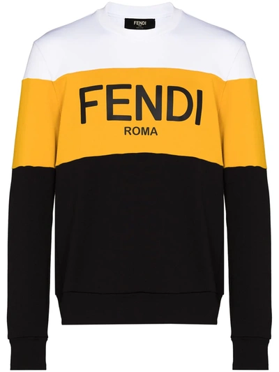 Fendi Colour-block Logo Print Sweatshirt In White
