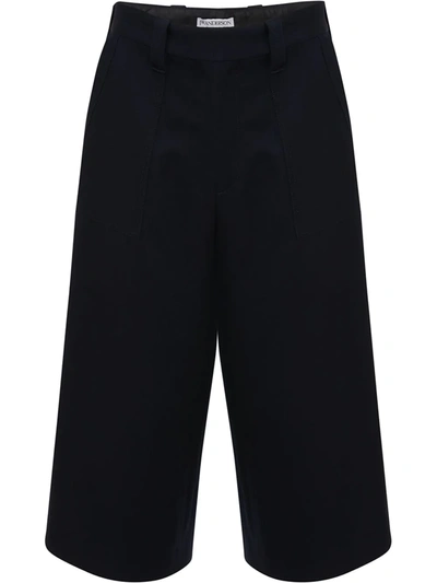 Jw Anderson Pleat-front Wide-leg Cropped Trousers In Black