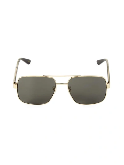 Gucci 60mm Aviator Sunglasses In Gold