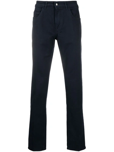 Fay Dark Cotton Trousers In Blue