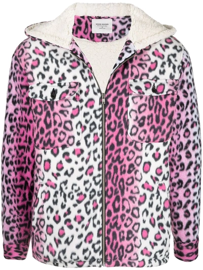 Noon Goons Leopard-print Hooded Jacket In Pink