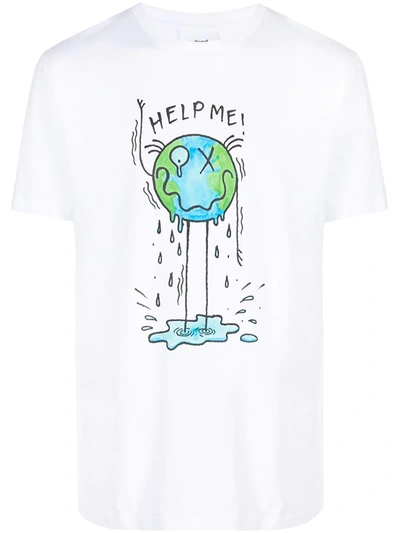 Soulland Earth-print T-shirt In White