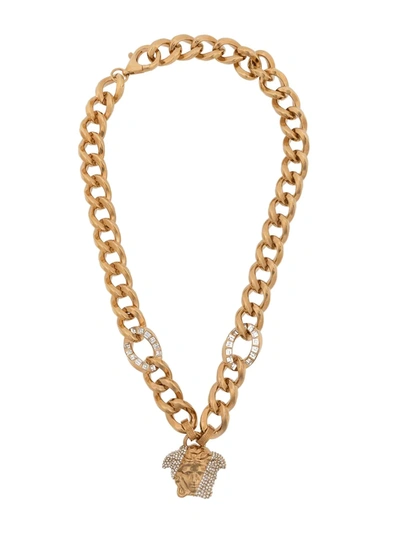 Versace Men's Palazzo Goldtone & Swarovski Crystal Pendant Necklace In Crystal Oro