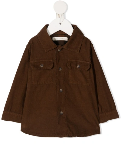 Zhoe & Tobiah Babies' Corduroy Button-up Shirt In 棕色