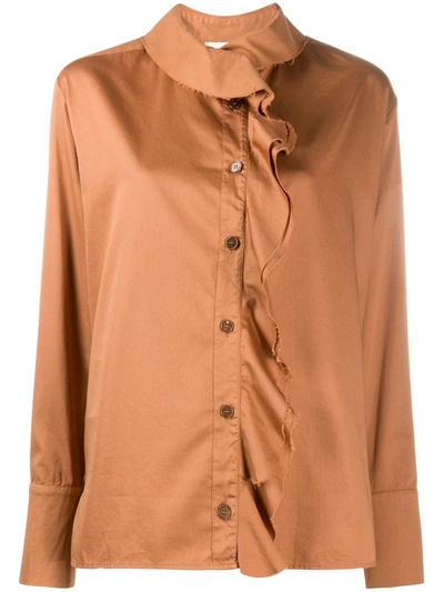 Barena Venezia Ruffle Trim Blouse In Brown