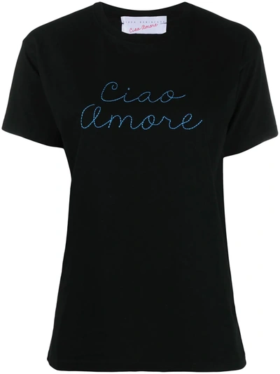 Giada Benincasa Ciao Amore Embroidered T-shirt In Black