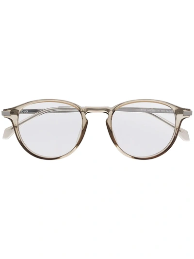 Hugo Boss Round-frame Tinted Glasses In Neutrals