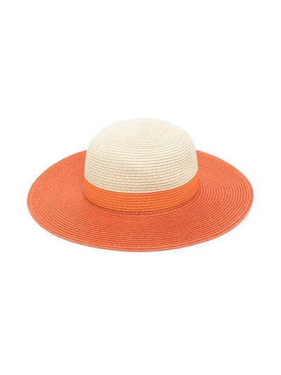 Molo Kids' Hibiscus Red Strawshade Sun Hat In Orange