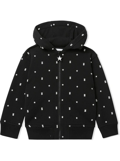 Burberry Kids' Star Monogram Hoodie In Black