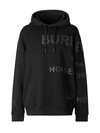 Burberry Men's Hessler Graphic Cotton Hoodie In Black