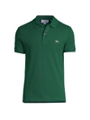 Lacoste Men's Ribbed Colalr Polo Shirt In Sinople