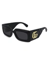 Gucci 53mm Rectangular Shield Sunglasses In Black