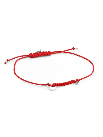 Sydney Evan Women's Syd By  Sterling Silver, Diamond & Heart Charm Cord Bracelet In Red