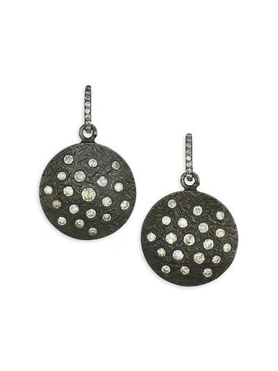 Nina Gilin Women's Black Rhodium-plated Silver & Diamond Disc Drop Earrings