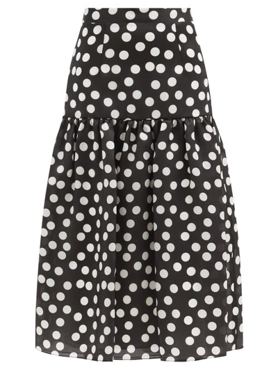 Carolina Herrera Ruffle Dot Print Silk Organza Skirt In Multi