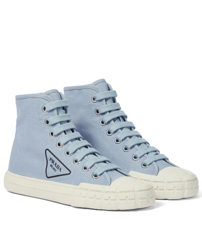 Prada Canvas High-top Sneakers In Astrale