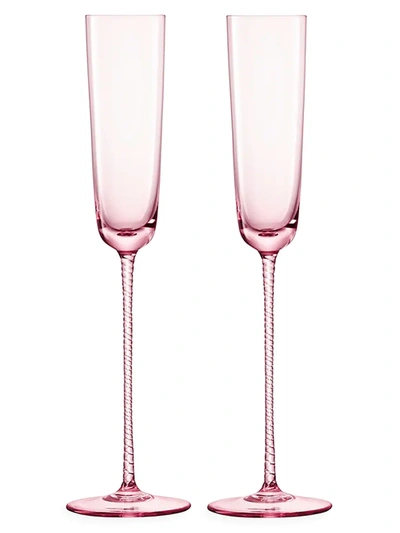 Lsa Champagne Theatre Two-piece Glass Flute Set In Pink