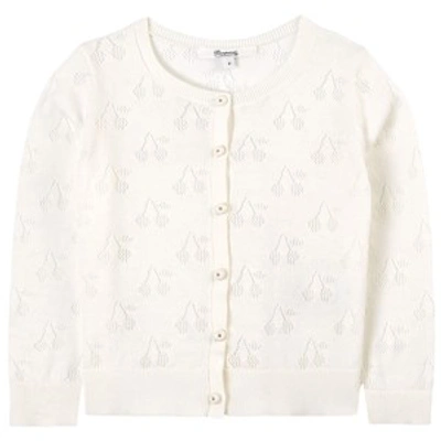 Bonpoint Kids' White Knit Cardigan In Cream