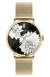 Ted Baker Phylipa Peonia Mesh Strap Watch, 37mm In Yellow Gold