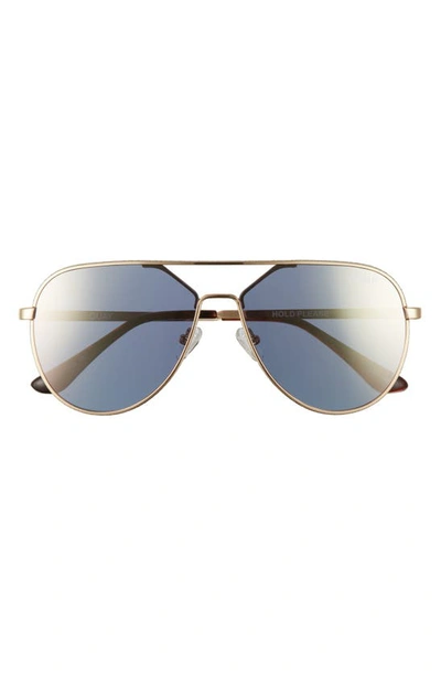 Quay X Lizzo Hold Please 55mm Aviator Sunglasses In Gold/ Gold Mirror