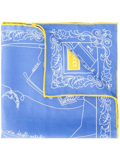 Emilio Pucci Sketch Print Scarf In Blue