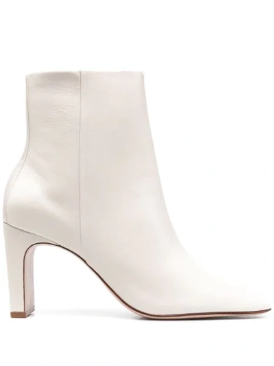 Schutz Square-toe Leather Boots In White