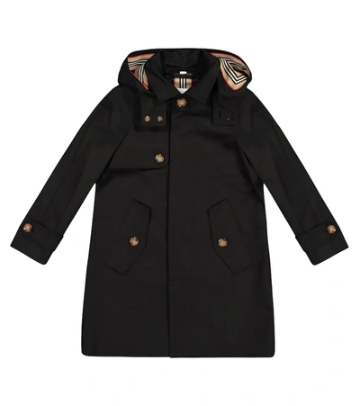 Burberry Kids Icon Stripe Car Coat (3-12 Years) In Black