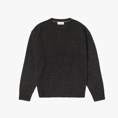 Lacoste Women's Crew Neck Wool Sweater In Grey Chine