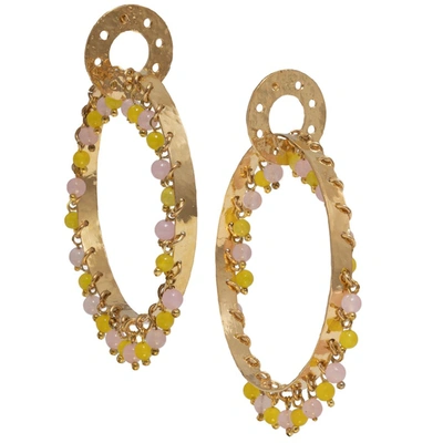 Christie Nicolaides Milana Earrings Pale Pink & Yellow In Gold