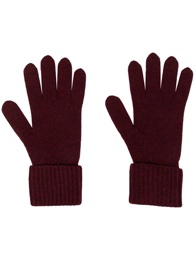 N•peal Ribbed-trim Cashmere Gloves In Red